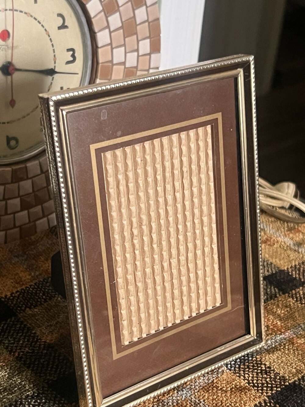 Vintage brass Metal Picture Frame with Brown